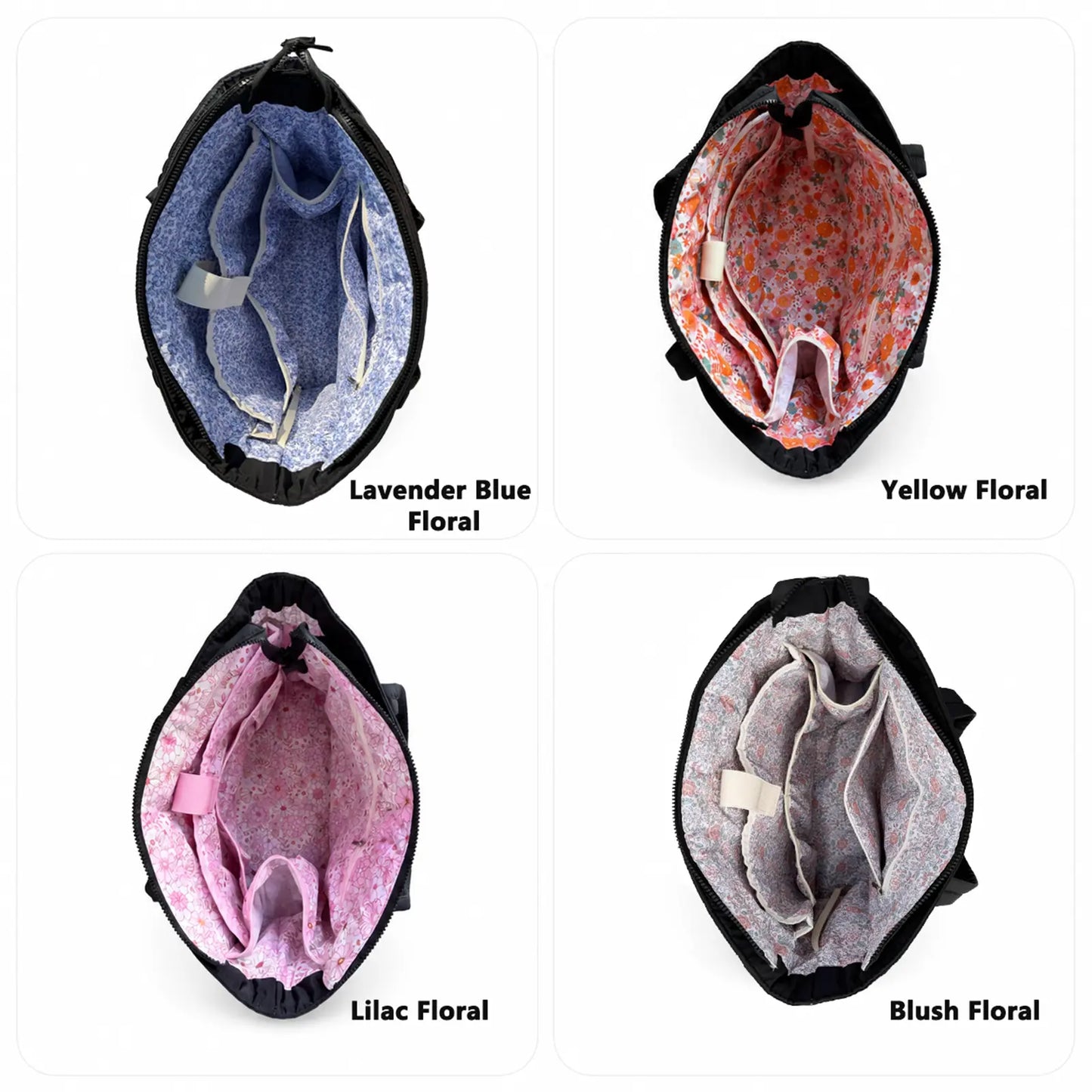 Women's Puffer Tote Bag in Pink Floral Print