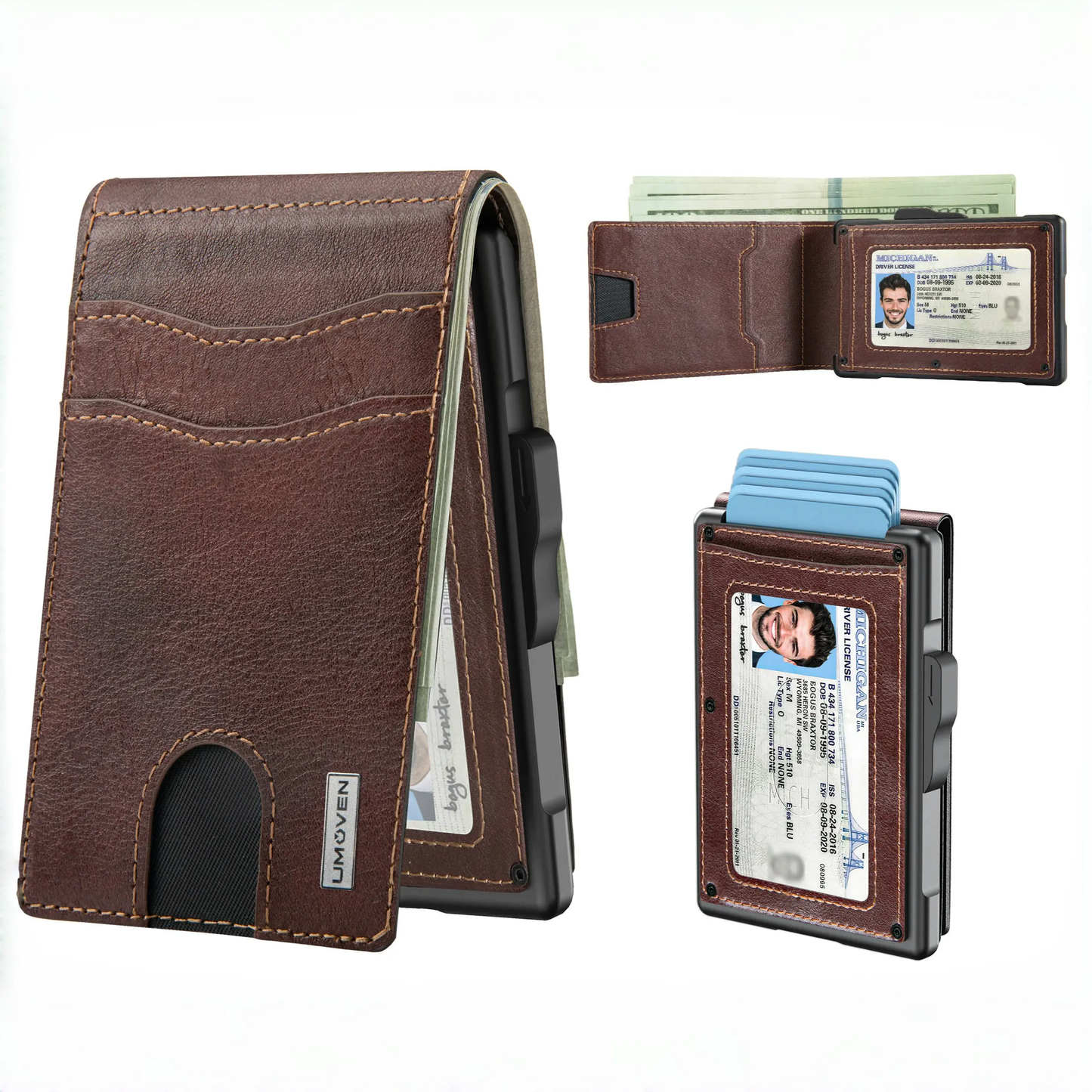 umoven Wallet for Men - Slim RFID Blocking Leather Wallet