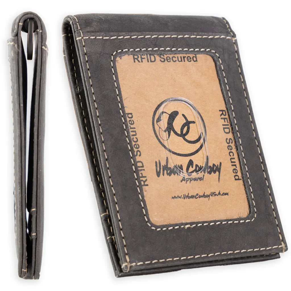 Leather Money Clip Bifold Wallet for Men - Slim RFID Card Holder