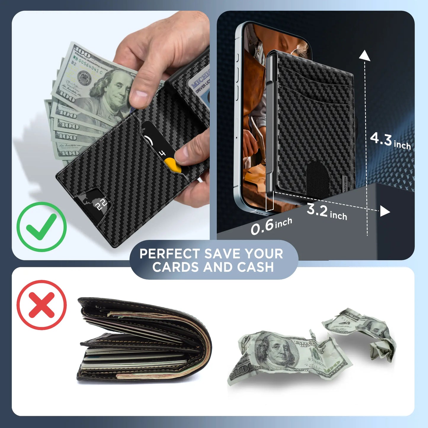 umoven Wallet for Men - Slim RFID Blocking Leather Wallet