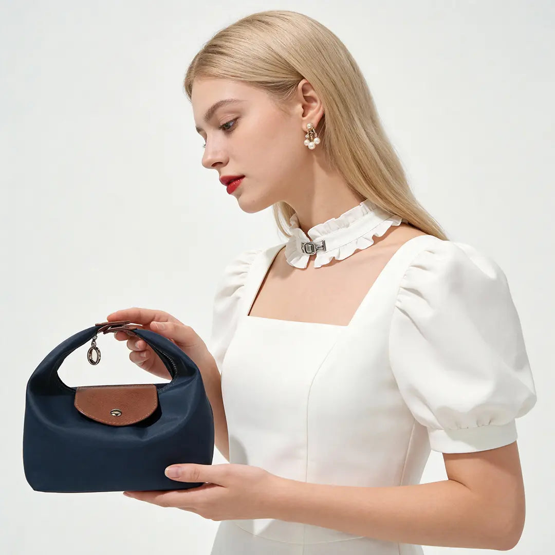 Fashion Crescent Bag - Lightweight Nylon Handbag with Adjustable Strap